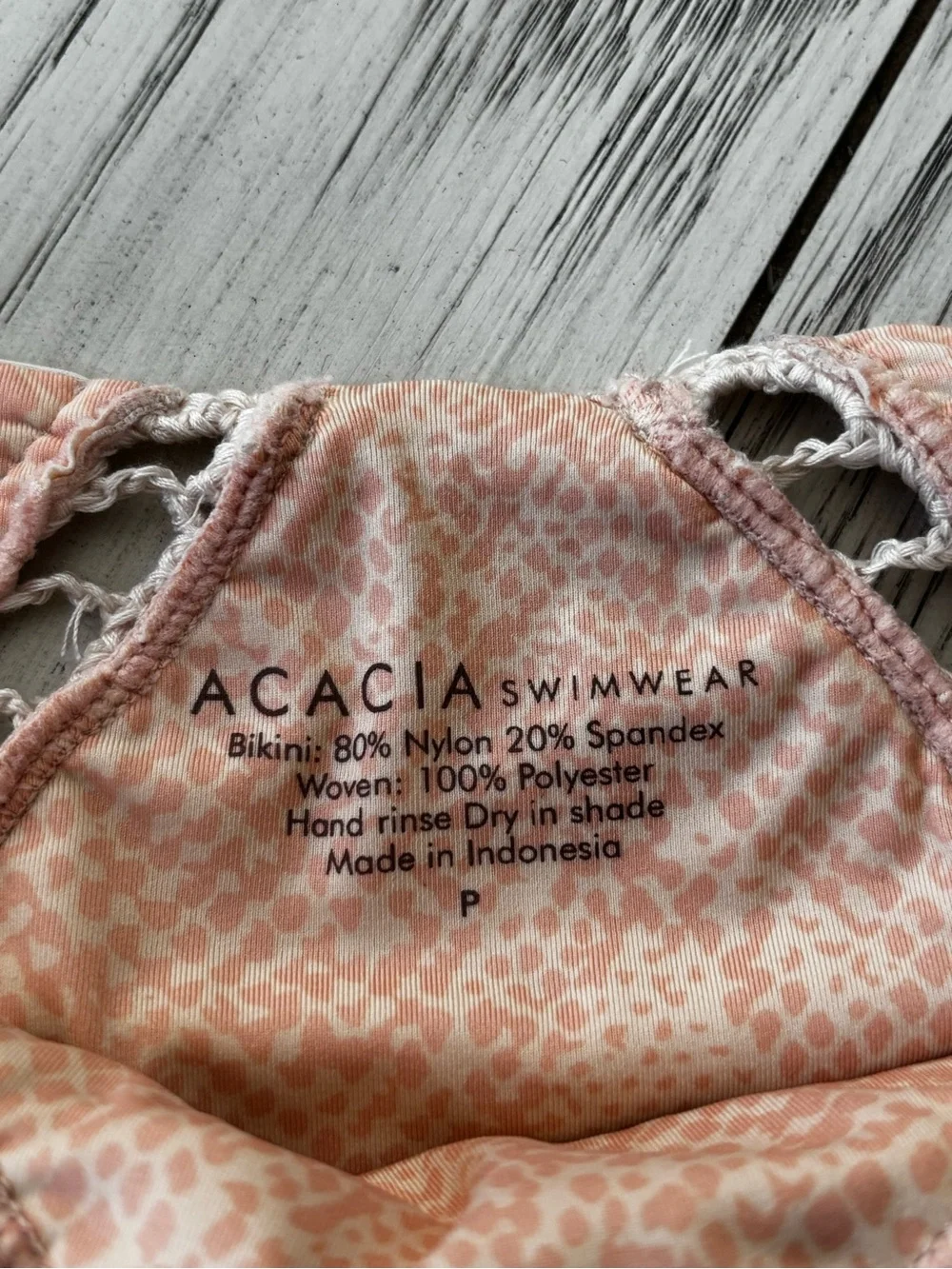 acacia swimwear Cream Crochet Triangle Bikini with Cutout Detail
